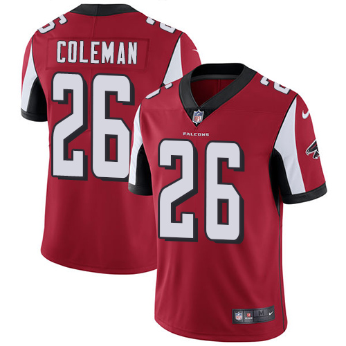 Nike Falcons #26 Tevin Coleman Red Team Color Men's Stitched NFL Vapor Untouchable Limited Jersey
